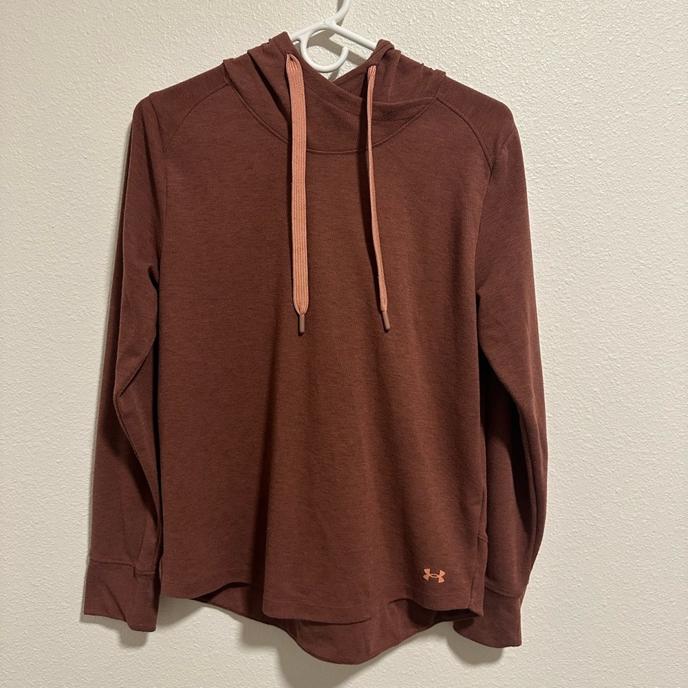 Under Armour Red Brown Cold Weather Funnel Neck Hoodie Sweatshirt